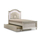 Jisoo 4pc Twin Bedroom Set w Trundle | LED Headboard | Pearl White