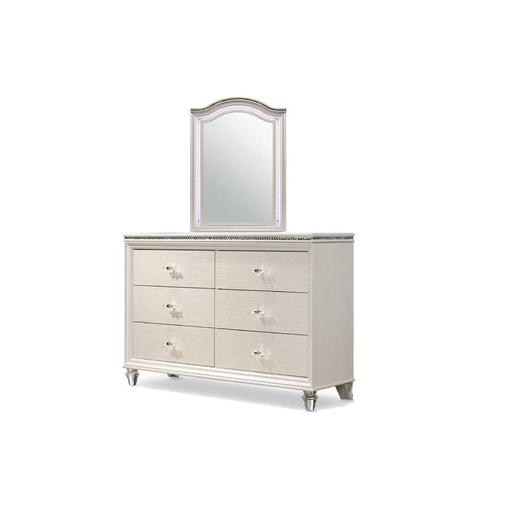 Jisoo 4pc Twin Bedroom Set w Trundle | LED Headboard | Pearl White