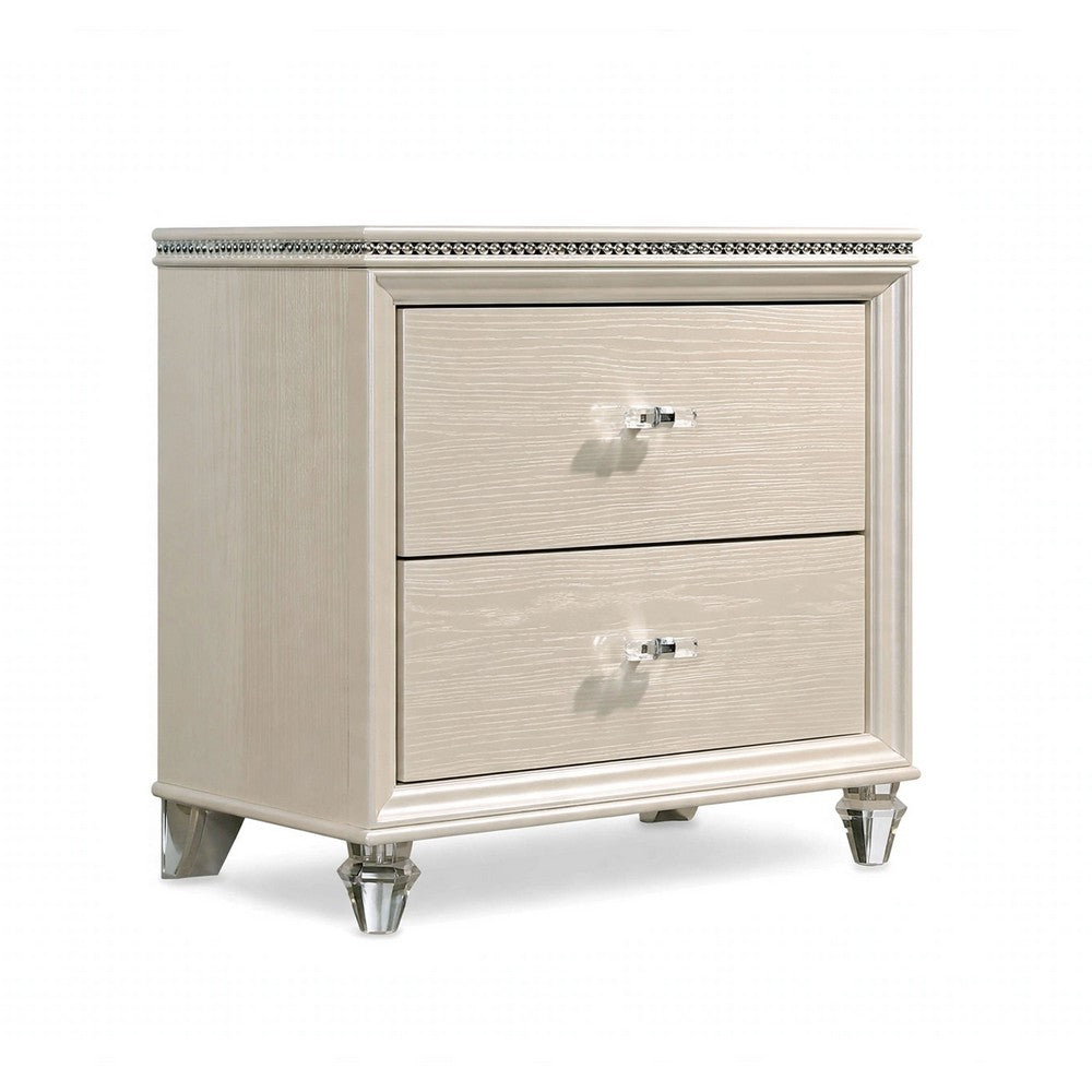 Jisoo 4pc Twin Bedroom Set w Trundle | LED Headboard | Pearl White