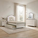 Jisoo 4pc Twin Bedroom Set w Trundle | LED Headboard | Pearl White