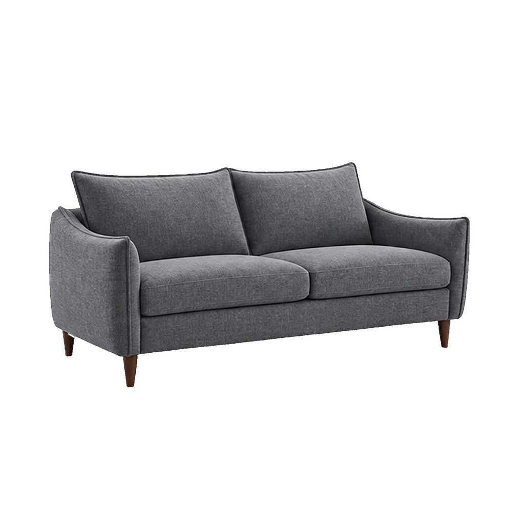 Vora 2pc Sofa and Loveseat Set | Slope Arms | Foam Fill Dark Gray Chenille