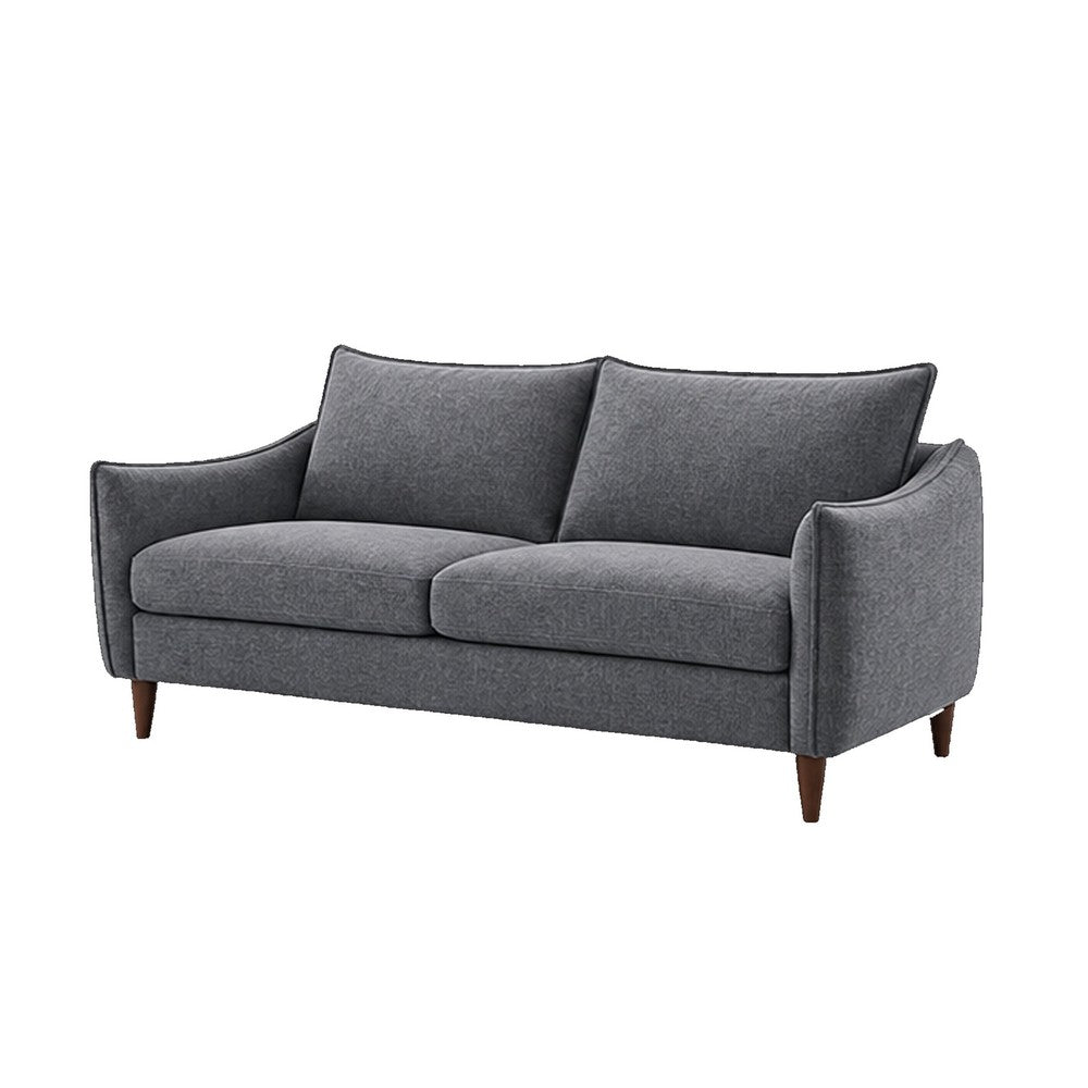 Vora 2pc Sofa and Loveseat Set | Slope Arms | Foam Fill Dark Gray Chenille