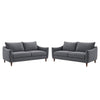 Vora 2pc Sofa and Loveseat Set | Slope Arms | Foam Fill Dark Gray Chenille