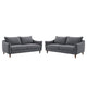 Vora 2pc Sofa and Loveseat Set | Slope Arms | Foam Fill Dark Gray Chenille