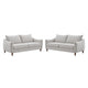 Vora 2pc Sofa and Loveseat Set | Slope Arms | Foam Fill Light Gray Chenille