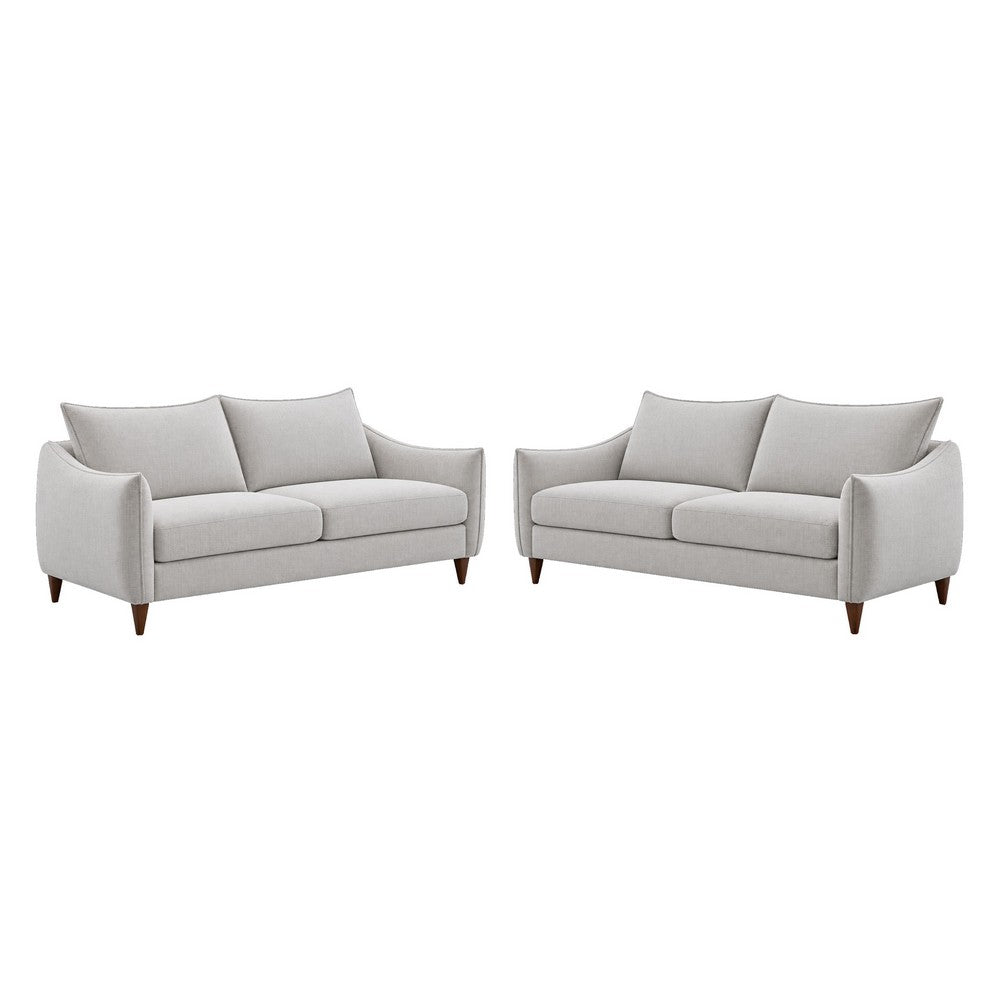 Vora 2pc Sofa and Loveseat Set | Slope Arms | Foam Fill Light Gray Chenille