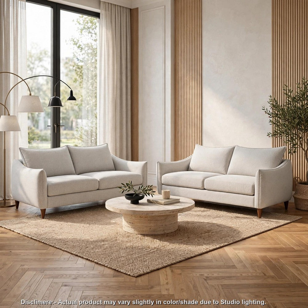 Vora 2pc Sofa and Loveseat Set | Slope Arms | Foam Fill Light Gray Chenille