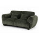 2pc Sofa and Loveseat Set w 4 Pillows | Flared Arms | Olive Green Chenille