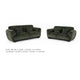 2pc Sofa and Loveseat Set w 4 Pillows | Flared Arms | Olive Green Chenille