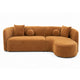 Revi Curved Sectional Sofa | 4 Pillows | Caramel Brown Chenille 112"