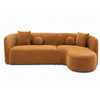 Revi Curved Sectional Sofa | 4 Pillows | Caramel Brown Chenille 112"