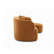 Revi Curved Sectional Sofa | 4 Pillows | Caramel Brown Chenille 112"