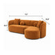 Revi Curved Sectional Sofa | 4 Pillows | Caramel Brown Chenille 112"