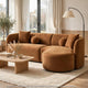 Revi Curved Sectional Sofa | 4 Pillows | Caramel Brown Chenille 112"