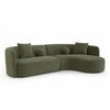 Revi Curved Sectional Sofa | 4 Pillows | Olive Green Chenille 112"