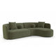 Revi Curved Sectional Sofa | 4 Pillows | Olive Green Chenille 112"