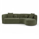 Revi Curved Sectional Sofa | 4 Pillows | Olive Green Chenille 112"