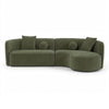 Revi Curved Sectional Sofa | 4 Pillows | Olive Green Chenille 112"