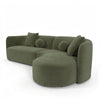 Revi Curved Sectional Sofa | 4 Pillows | Olive Green Chenille 112"