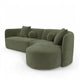 Revi Curved Sectional Sofa | 4 Pillows | Olive Green Chenille 112"