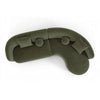 Revi Curved Sectional Sofa | 4 Pillows | Olive Green Chenille 112"