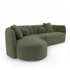 Revi Curved Sectional Sofa | 4 Pillows | Olive Green Chenille 112"