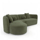 Revi Curved Sectional Sofa | 4 Pillows | Olive Green Chenille 112"