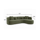 Revi Curved Sectional Sofa | 4 Pillows | Olive Green Chenille 112"