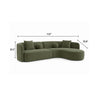 Revi Curved Sectional Sofa | 4 Pillows | Olive Green Chenille 112"