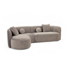 Revi Curved Sectional Sofa | 4 Pillows | Light Brown Chenille 112"