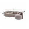 Revi Curved Sectional Sofa | 4 Pillows | Light Brown Chenille 112"