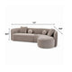 Revi Curved Sectional Sofa | 4 Pillows | Light Brown Chenille 112"