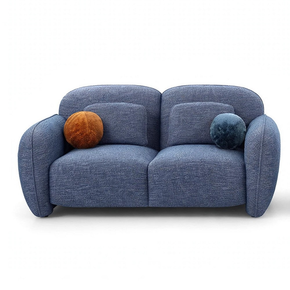 Riti 2pc Sofa and Loveseat Set w 10 Pillows | Foam Fill Denim Blue Chenille