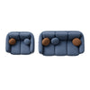 Riti 2pc Sofa and Loveseat Set w 10 Pillows | Foam Fill Denim Blue Chenille