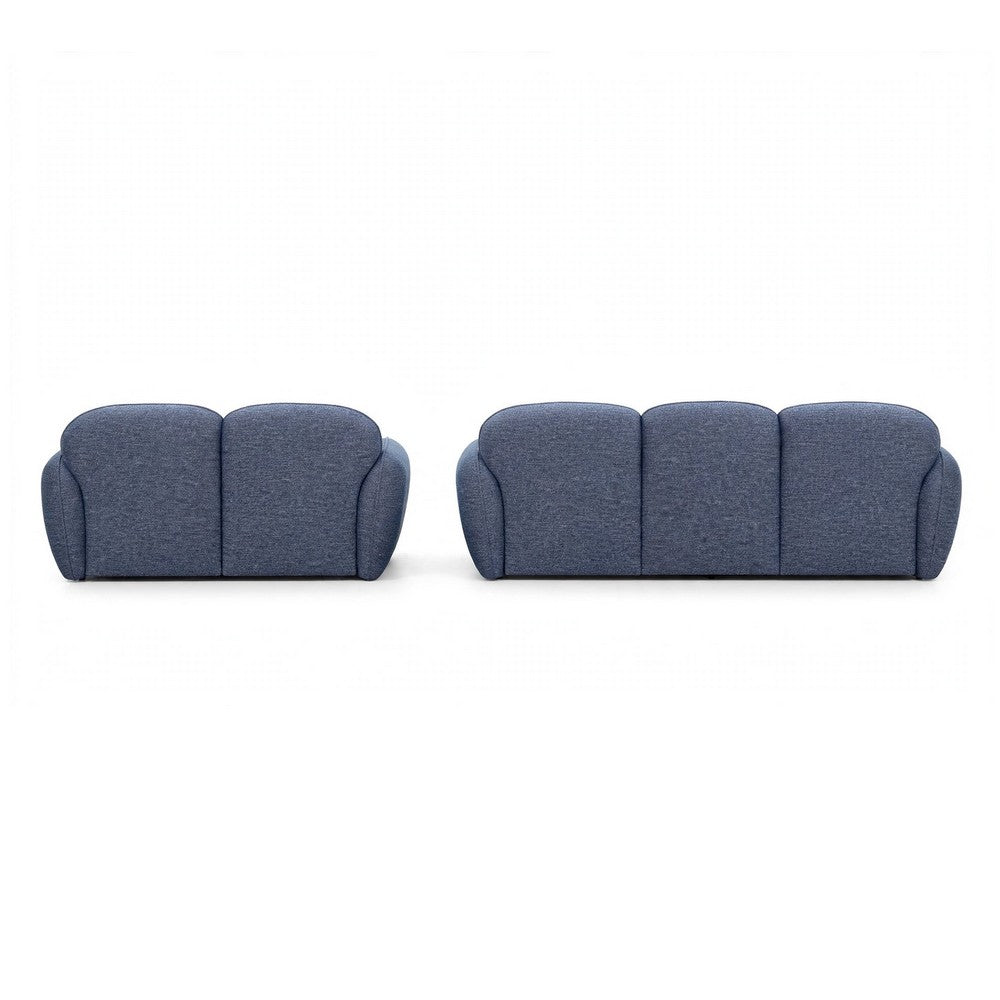 Riti 2pc Sofa and Loveseat Set w 10 Pillows | Foam Fill Denim Blue Chenille