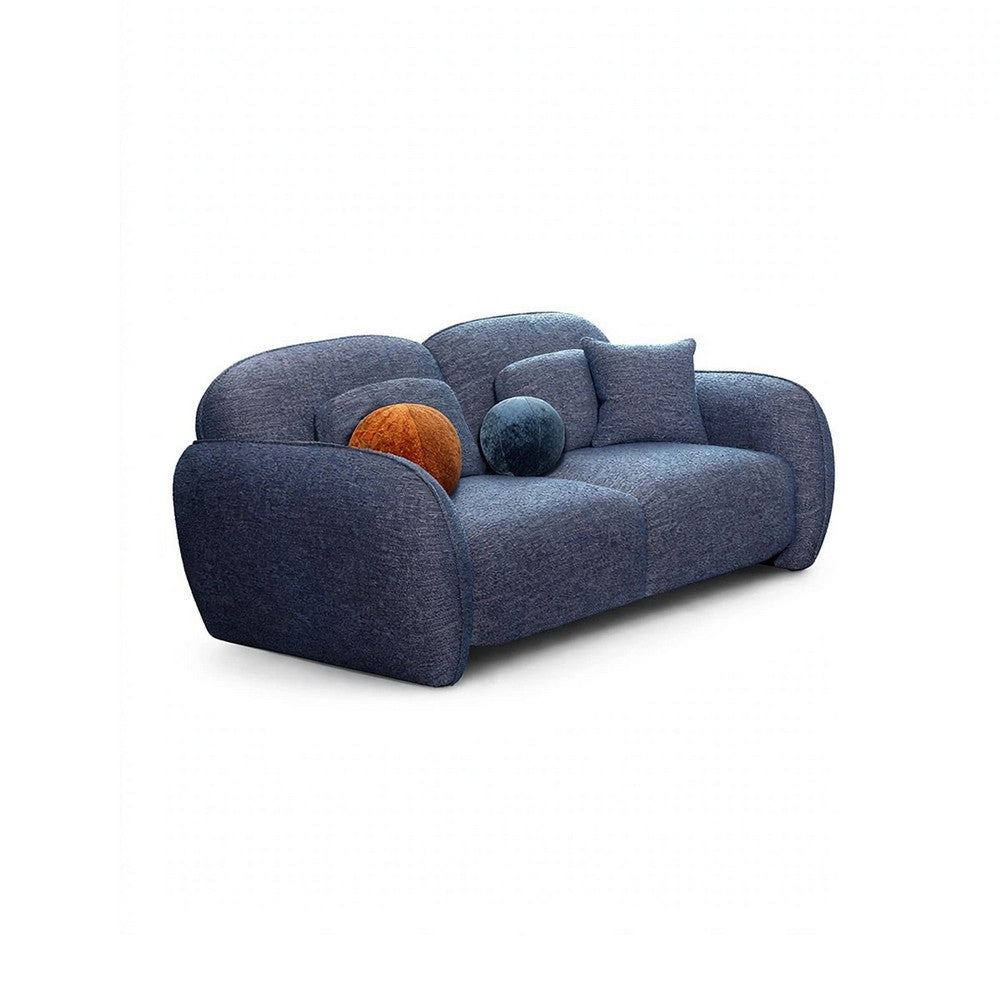 Riti 2pc Sofa and Loveseat Set w 10 Pillows | Foam Fill Denim Blue Chenille