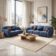 Riti 2pc Sofa and Loveseat Set w 10 Pillows | Foam Fill Denim Blue Chenille