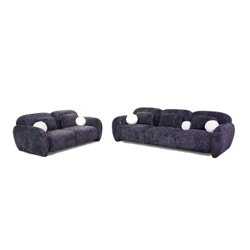 Riti 2pc Sofa and Loveseat Set w 10 Pillows | Foam Fill Dark Gray Chenille