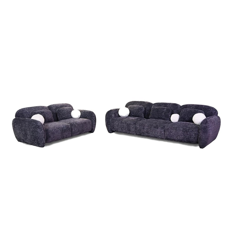Riti 2pc Sofa and Loveseat Set w 10 Pillows | Foam Fill Dark Gray Chenille