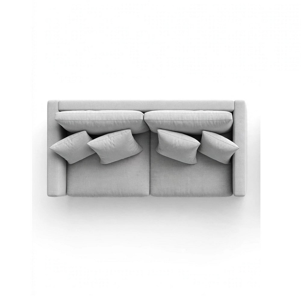 Rutu 2pc Sofa and Loveseat Set w 4 Pillows | Track Arms | Light Gray Linen