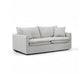 Rutu 2pc Sofa and Loveseat Set w 4 Pillows | Track Arms | Light Gray Linen
