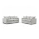 Rutu 2pc Sofa and Loveseat Set w 4 Pillows | Track Arms | Light Gray Linen