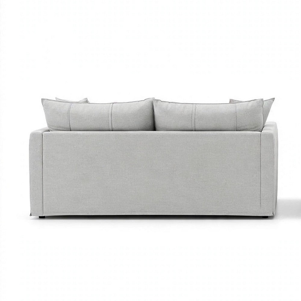 Rutu 2pc Sofa and Loveseat Set w 4 Pillows | Track Arms | Light Gray Linen