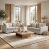 Rutu 2pc Sofa and Loveseat Set w 4 Pillows | Track Arms | Light Gray Linen