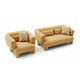Hira 2pc Sofa and Oversized Chair Set | 5 Pillows | Round Arms | Yellow Fabric