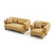 Hira 2pc Sofa and Oversized Chair Set | 5 Pillows | Round Arms | Yellow Fabric