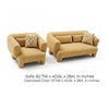 Hira 2pc Sofa and Oversized Chair Set | 5 Pillows | Round Arms | Yellow Fabric