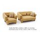 Hira 2pc Sofa and Oversized Chair Set | 5 Pillows | Round Arms | Yellow Fabric