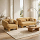 Hira 2pc Sofa and Oversized Chair Set | 5 Pillows | Round Arms | Yellow Fabric