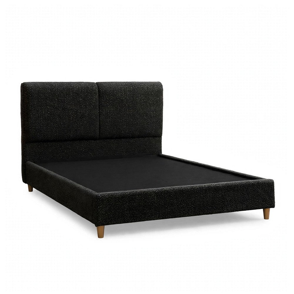 Tavo King Bed | 2 Panel Foam Headboard | Metallic Black Boucle Upholstery